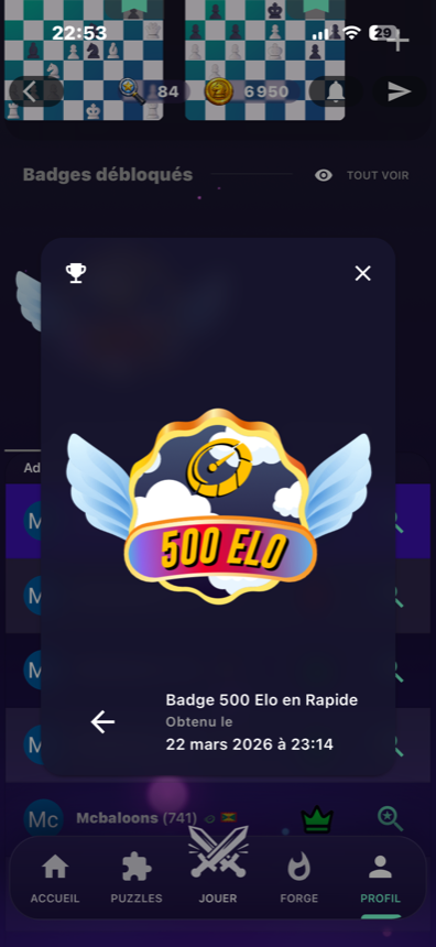 Capture BlitzForge d un badge de progression.