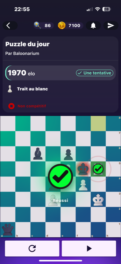 Capture BlitzForge d un puzzle du jour reussi.