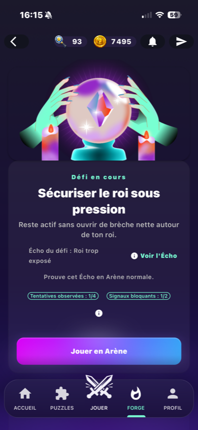 Capture BlitzForge d’une page de défis.