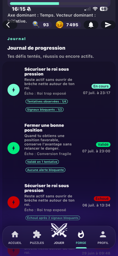 Capture BlitzForge du journal de progression.