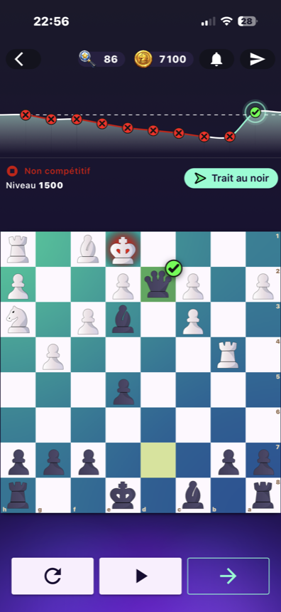 Capture BlitzForge d une victoire sur une session puzzle.